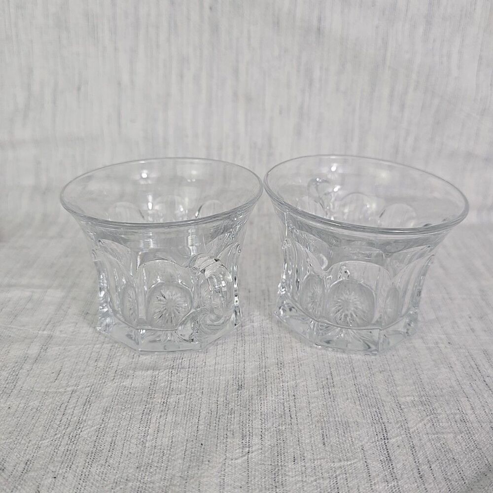 Heisey Colonial Clear Glass Punch Cups Set of 2 Flared Panel Starburst Diamond H